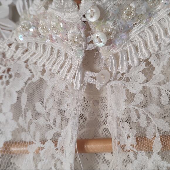 Vintage Jessica McClintock Wedding Gown Lace Bodice Satin Skirt Size 8 - Picture 13 of 16